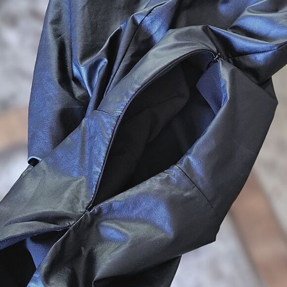 Imperial black faux leather asymmetrical shoulder dress - Picture 11 of 14